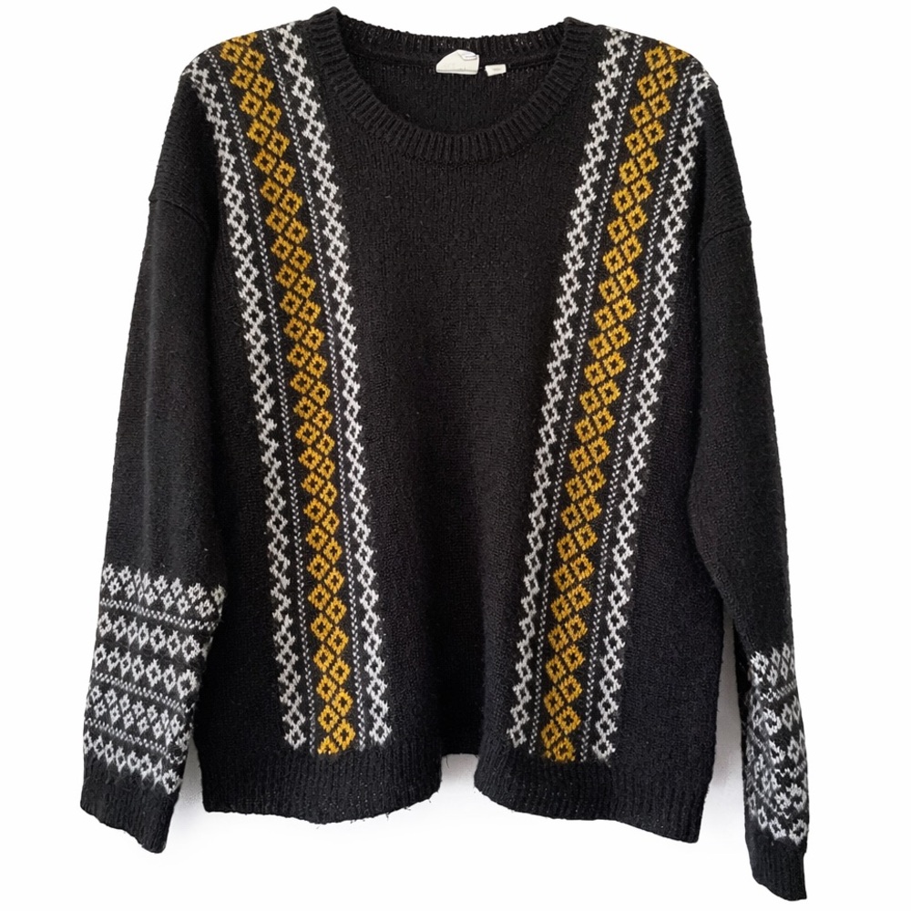 Black and gold fair isle sweater size S